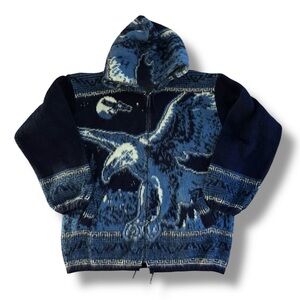 Earth Ragz 100% Wool Winter Jacket Eagle Black Blue